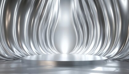Silver black metalic ceremony award stage venue background. 3d stage background. Elegant venue concept.
