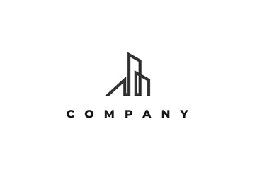 modern logo with letter a and building