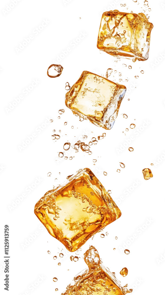 Aufkleber Falling ice cube isolated on transparent background