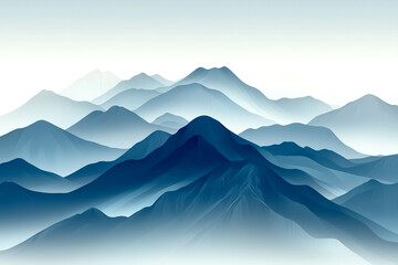 The mountains are covered in a thick layer of snow, creating a serene and peaceful atmosphere. The blue sky above the mountains adds to the sense of calmness and tranquility