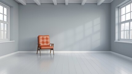 Modern interior with an orange chair