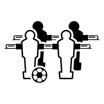 black and white foosball players with soccer ball clip art preview