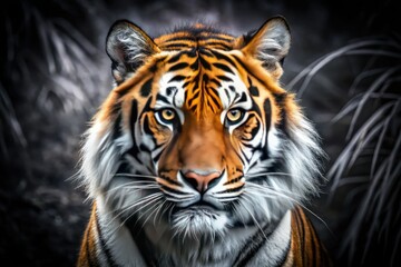 Fototapeta premium Majestic Bengal Tiger, Black and White Long Exposure Wildlife Photography