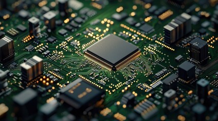Obraz premium Circular economy in electronics eco-friendly circuit board design