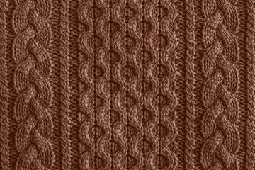 Mocha Mousse Background. Top view of soft warm textile texture with swirl of waves. Trendy color of year 2025 - Mocha Mousse. Abstract Background Textile