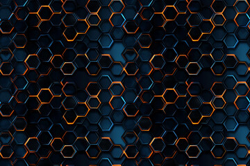 A pattern of hexagons in blue and orange. The blue and orange colors are bright and bold, creating a sense of energy and excitement. The pattern is intricate and detailed