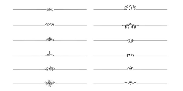 Chapter dividers with elegant swirls. Vintage text separators with thin lines. Hand drawn delimiters set. Frame elements for text separation. Design elements for diploma, certificates, wedding cards
