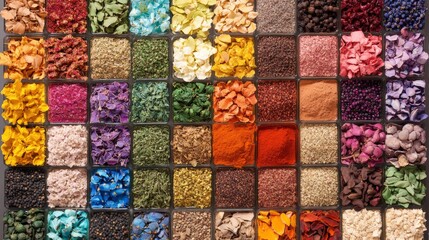 Colorful Spices Arranged in Vibrant Patterns