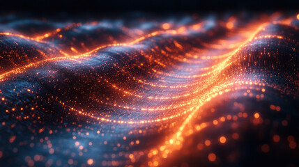 Obraz premium Technology background featuring glowing holographic interfaces in dynamic motion