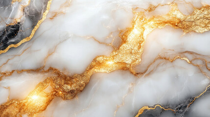 Textured background of smooth marble with veins of gold and white creating a luxurious feel