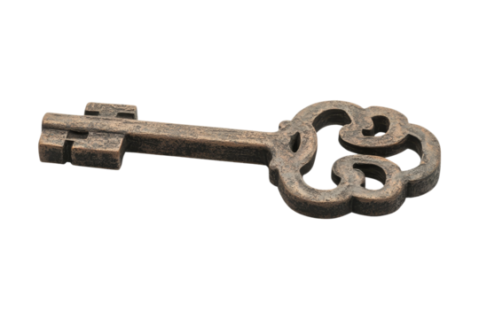 Isolated key symbol on front view conceptual image for design and security