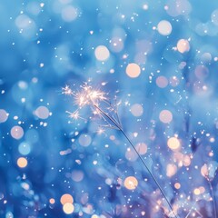 Winter Sparkle Icy Plant with Bokeh Lights