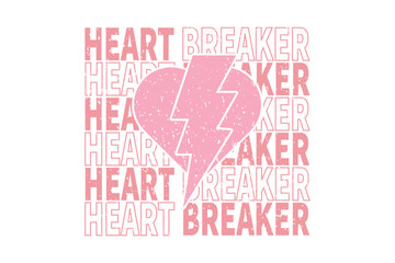 Retro Valentine's Day Heart Breaker EPS T-shirt Design