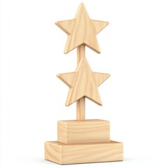 Wooden Double Star Award Trophy on Base