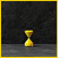 Yellow Sand Timer Against Dark Background