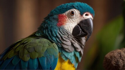 Obraz premium Cute Parrot, Bird, Beautiful Pet, A close-up Portrait, Animal, Marble, Home, Indoor, Wallpaper, Screensaver, Background
