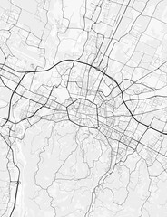 Map of Bologna, Italy. Perfect for posters, printing, wallpaper, and home decor. Contains information on places of interest, roads, toll roads, rivers, mountains, parks, etc © City in Art