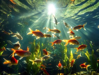 colorful fish swimming in a vibrant underwater scene