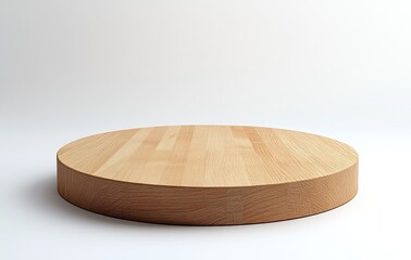 Round wooden platform on white background. (5)