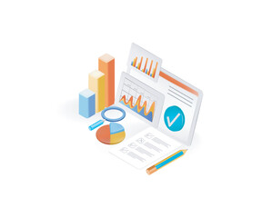 Data visualization analyzing table, charts and graphs at business dashboard digital data statistics concept