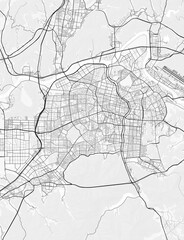 Naklejka premium Map of Daegu, South Korea. Perfect for posters, printing, wallpaper, and home decor. Maps with monochrome and black and white styles, suitable for those who want to customize