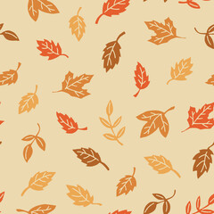 Bunch of Fall Leaves Vector Seamless Pattern illustration Design