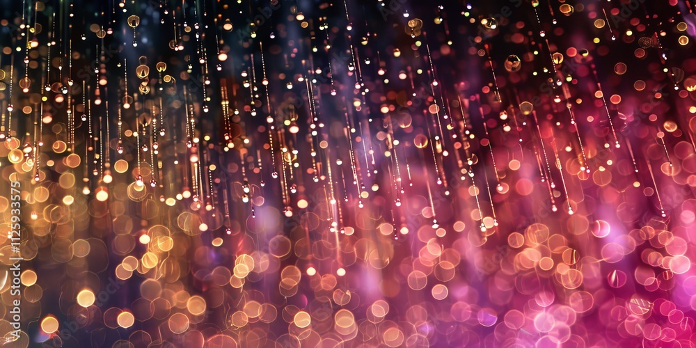 Wall mural rain drops on the window with colorful bokeh lights abstract background