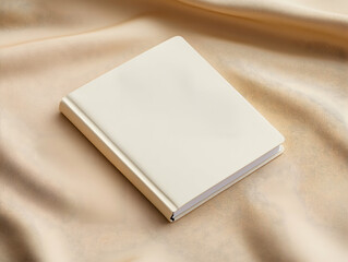 Fototapeta premium Blank notebook on elegant silk fabric.