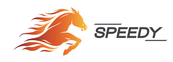 simple horse vector illustration as a symbol of speed, acceleration, fast. The tough fire horse runs fast. can be used for logos or other symbols