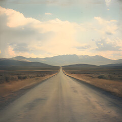Fototapeta premium a road with a sky that has the word on it. Generative AI