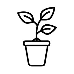 Plant with pot icon line art outline style