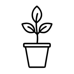 Plant with pot icon line art outline style