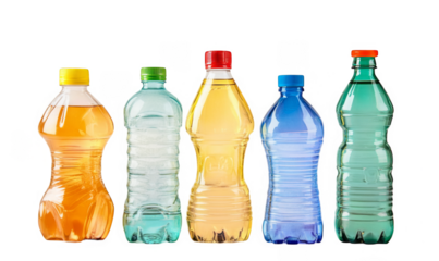 Colorful Plastic Bottles in a Row