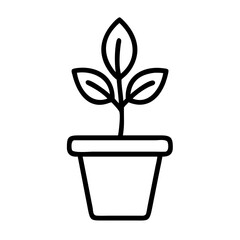 Plant with pot icon line art outline style