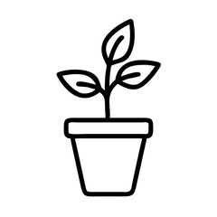 Plant with pot icon line art outline style