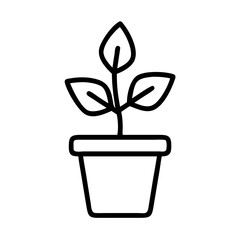 Plant with pot icon line art outline style