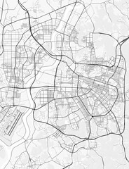 Fototapeta premium Map of Gwangju, South Korea. Perfect for posters, printing, wallpaper, and home decor. Maps with monochrome and black and white styles, suitable for those who want to customize