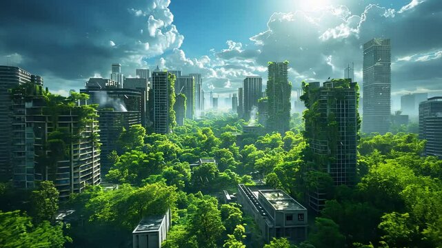 緑に覆われた荒廃した都市3
