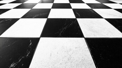 Black and white checkered floor tiles.