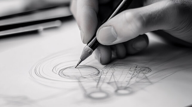 A graphic designer sketching logo designs. - Powered by Adobe
