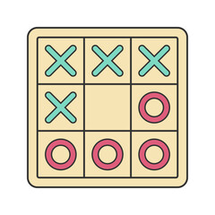 Tic Tac Toe Board Icon Illustration with bright color palette in flat design style. Perfect for game themed designs and projects.
