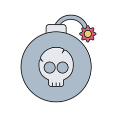 Bomb Icon Illustration with bright color palette in flat design style. Perfect for game themed designs and projects.
