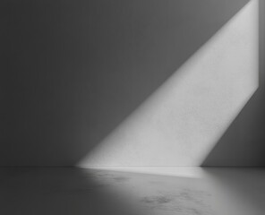 Sunbeam illuminates a minimalist grey room.
