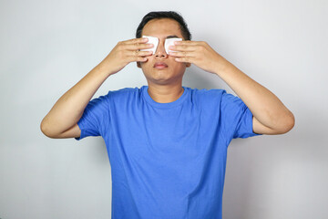 Naklejka premium Medicine plaster patch on human injury wounded eye
