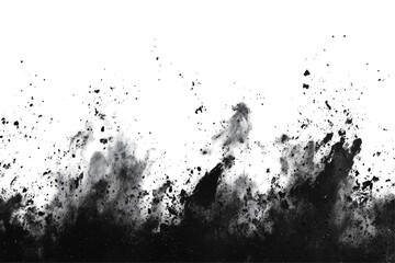 Dynamic black ink splash action creative studio digital art white transparency background abstract concept exploration