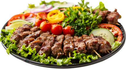 grilled beef steak with vegetables