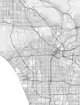 Fototapeta Map of Los Angeles, USA. Perfect for posters, printing, wallpaper, and home decor. Maps with monochrome and black and white styles, suitable for those who want to customize