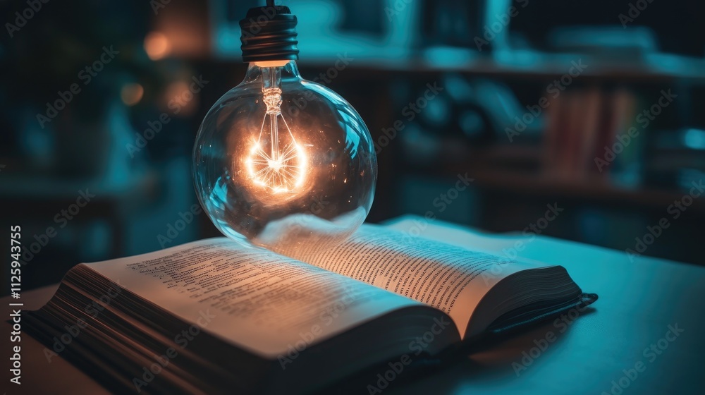 Poster a book with light shining from its pages, symbolizing the transformative power of education and know