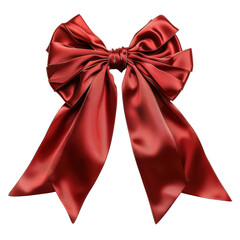 A Stunning Red Bow Perfectly Tied, Symbolizing Celebration and Elegance with Its Rich Satin Texture and Flowing Ribbons