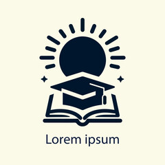 Modern education logo with book icon